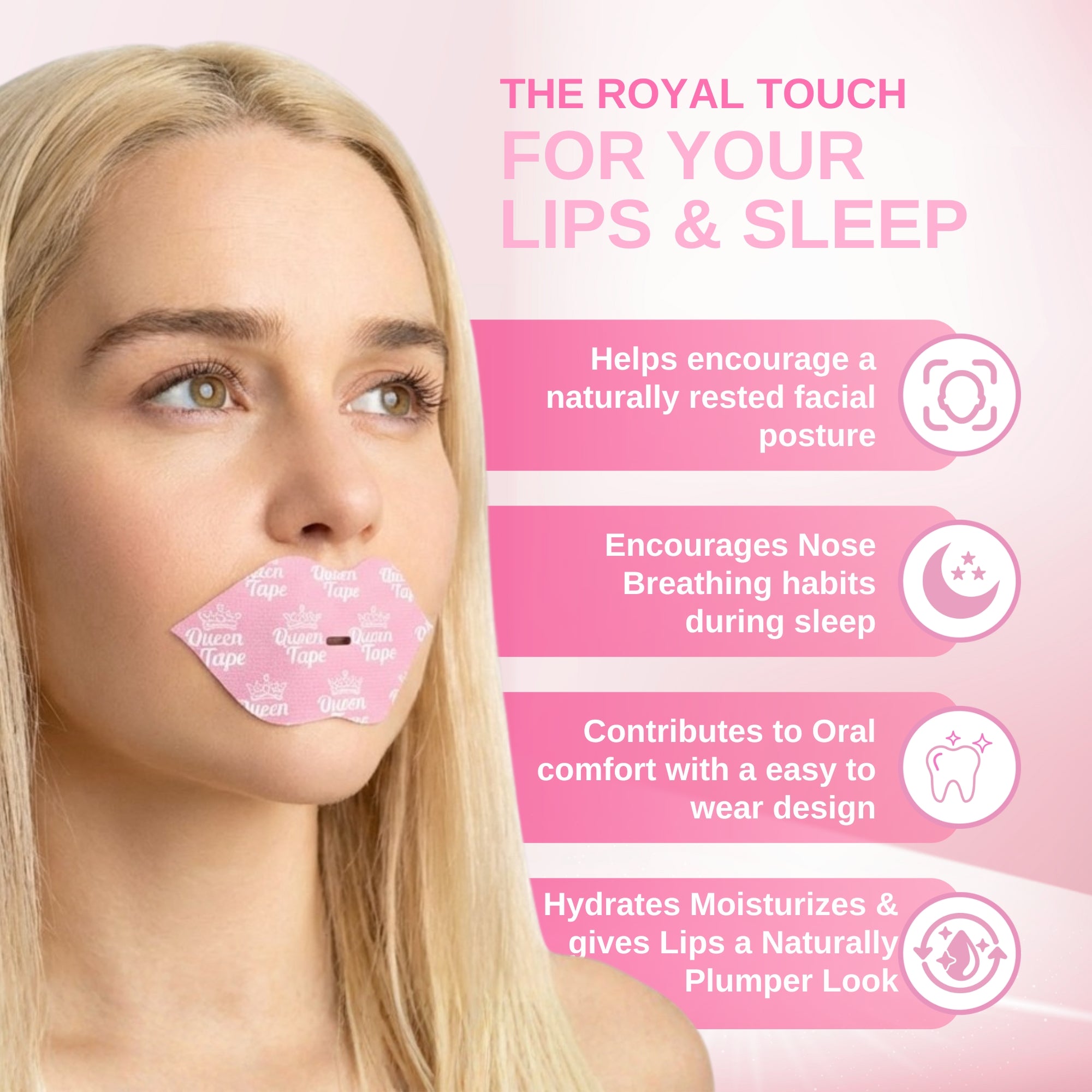 Hydrating Plumping Collagen Mouth Tape - Crown Blush