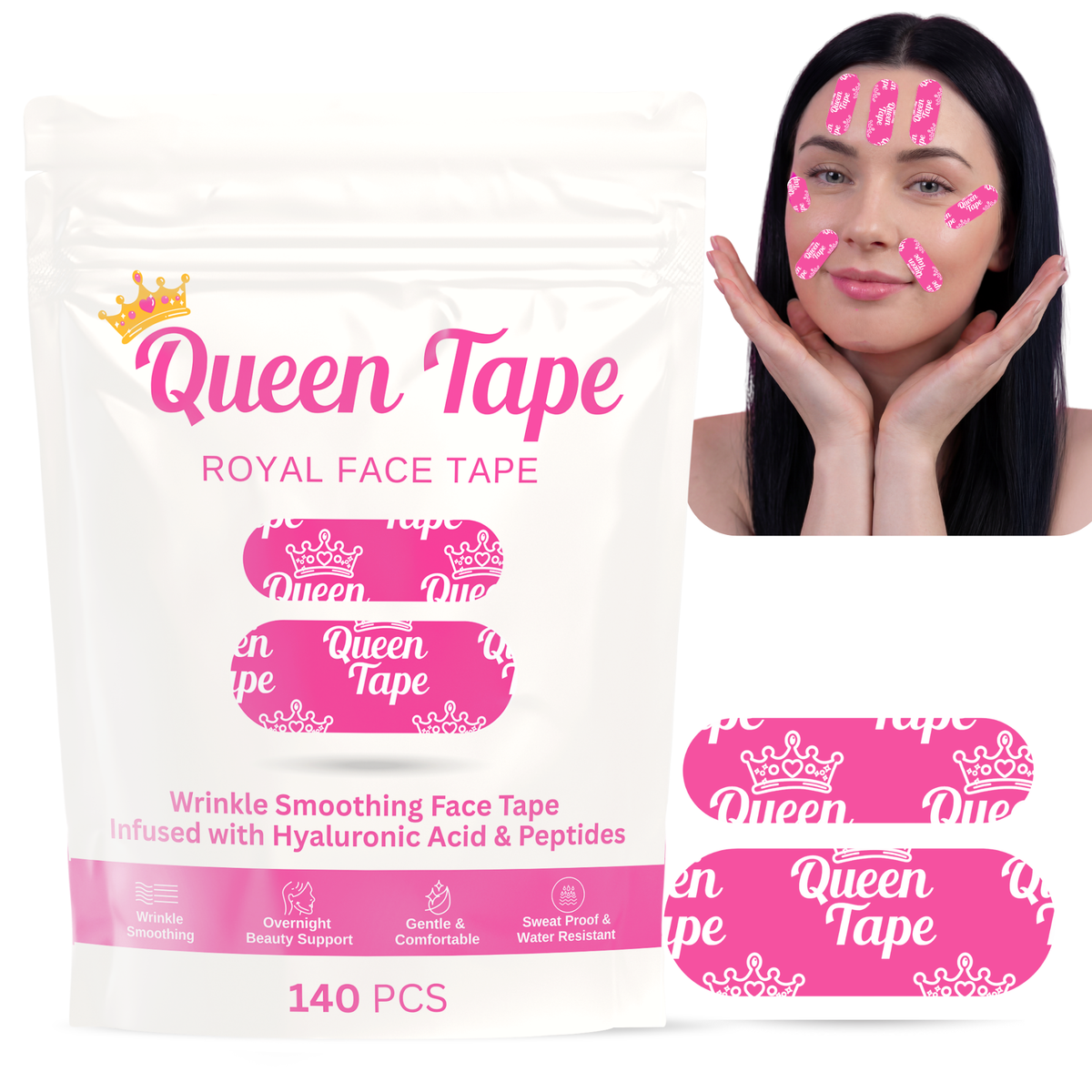 Queen Royal Face Tape Wrinkle Smoothing Targeted - 140 Pieces 2 sizes