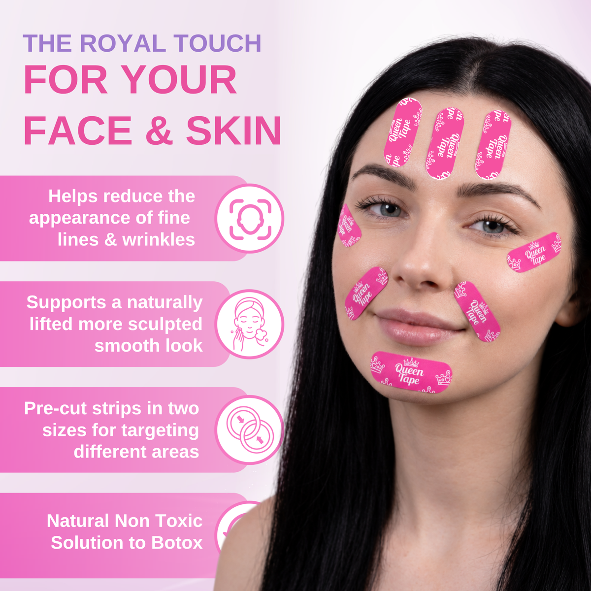 Queen Royal Face Tape Wrinkle Smoothing Targeted - 140 Pieces 2 sizes