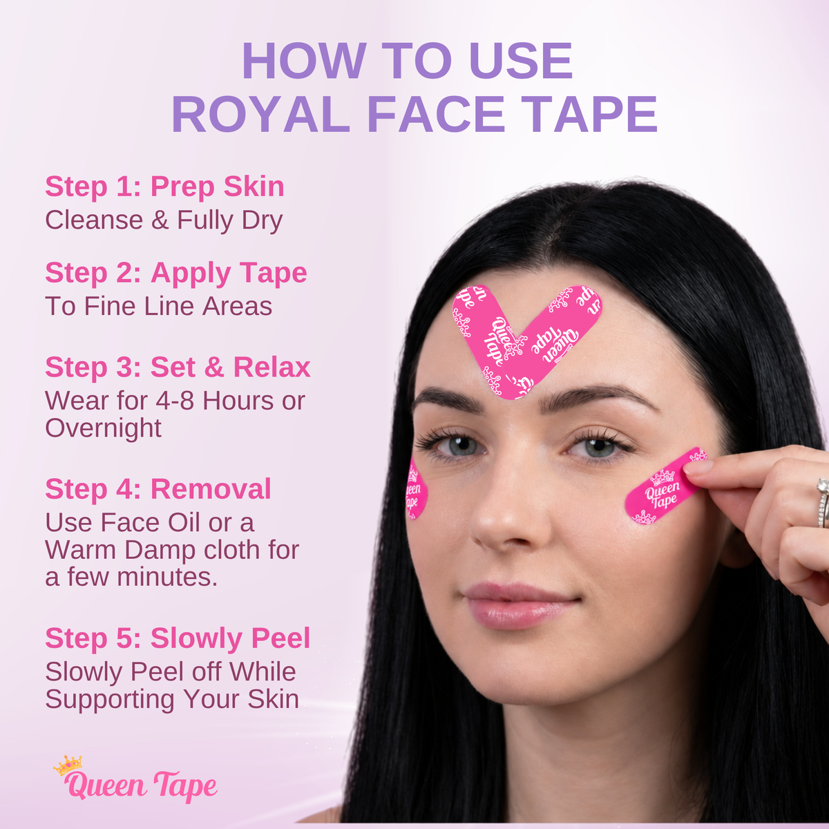 Queen Royal Face Tape Wrinkle Smoothing Targeted - 140 Pieces 2 sizes
