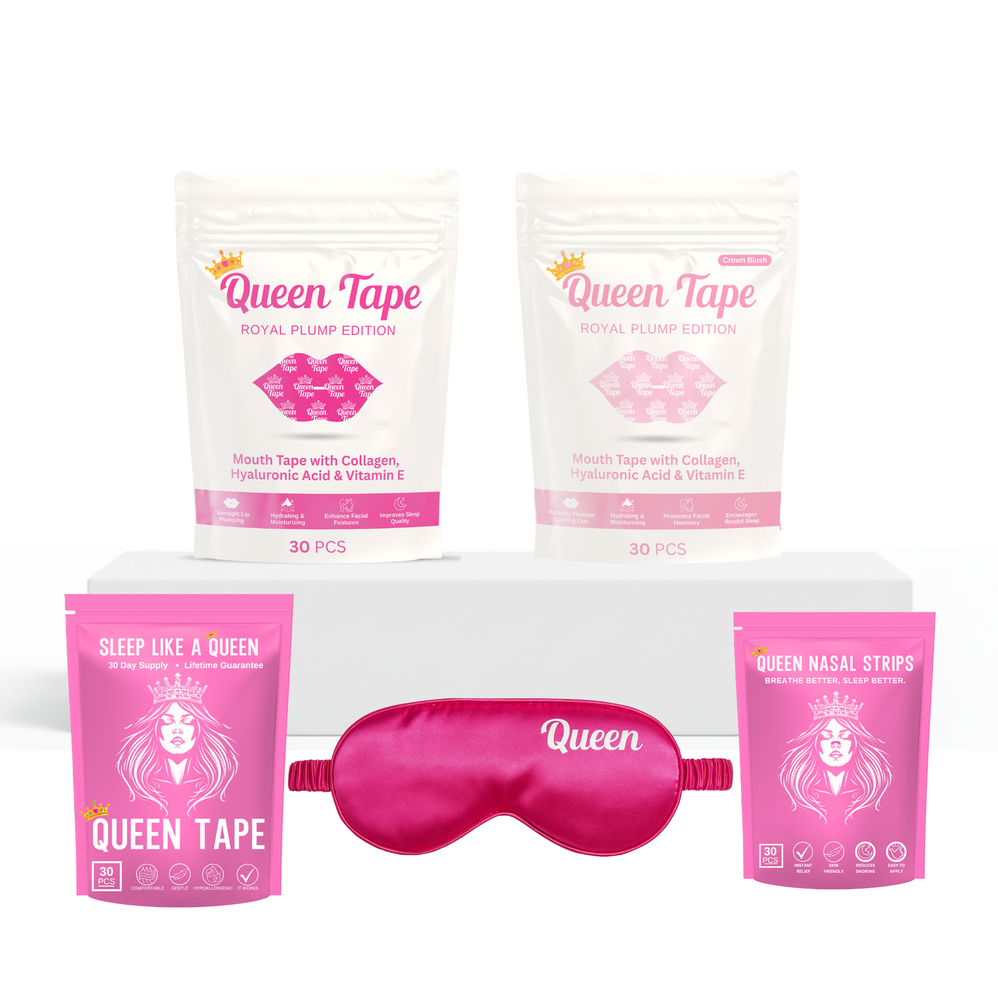 The Variety Bundle, 3 Month Supply of Mouth Tape + Sleep Mask + Queen Nasal Strips