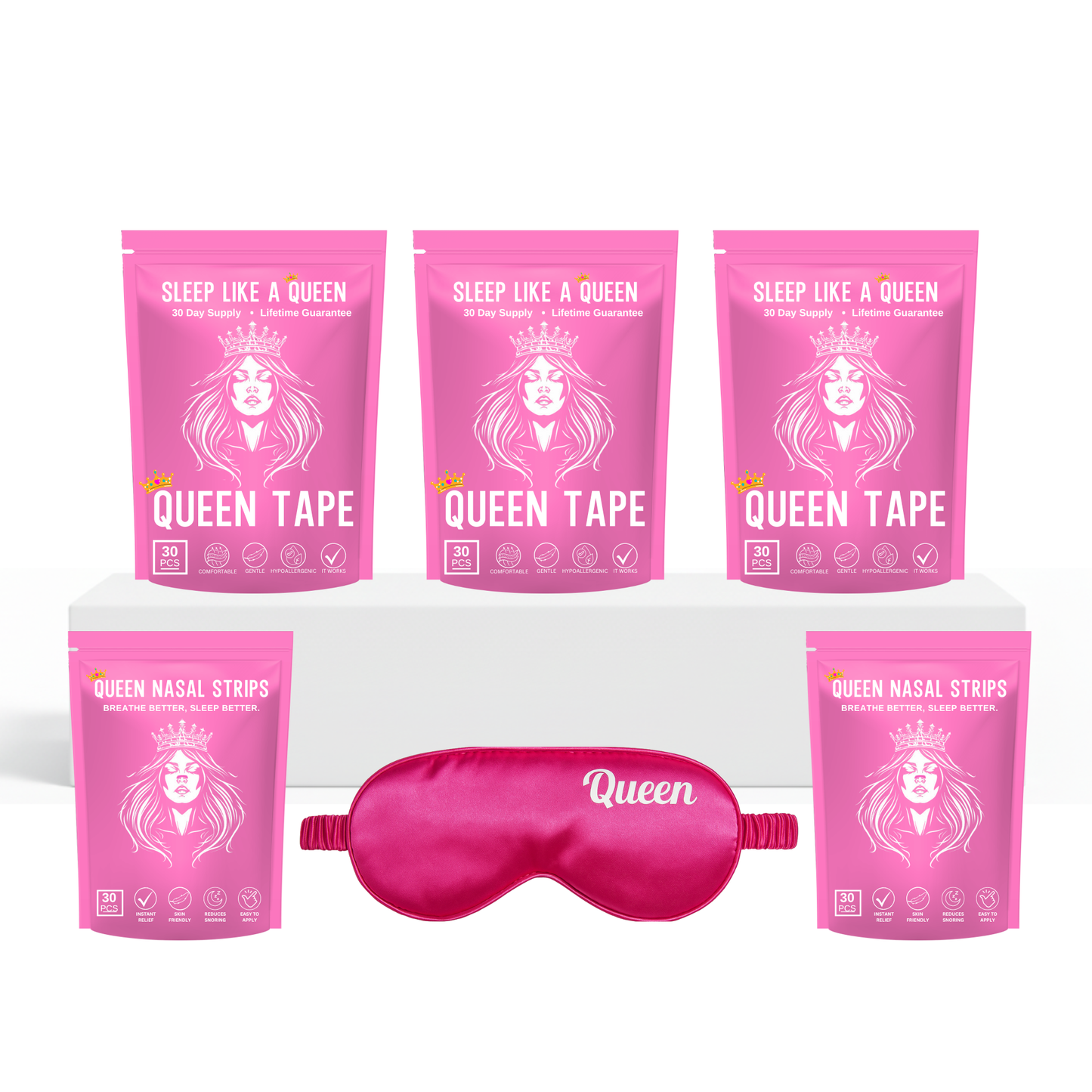 The Variety Bundle, 3 Month Supply of Mouth Tape + Sleep Mask + 2 Nasal Strips