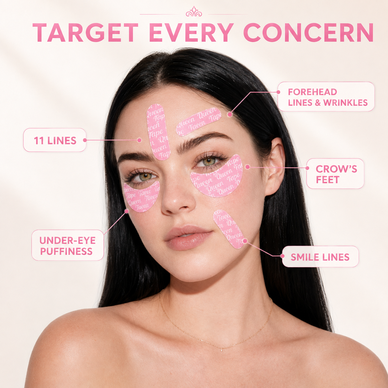 Queen PDRN Hydrogel Face & Eye Tape Crowned Face (64 Pcs Face) (16 Pcs Eyes)