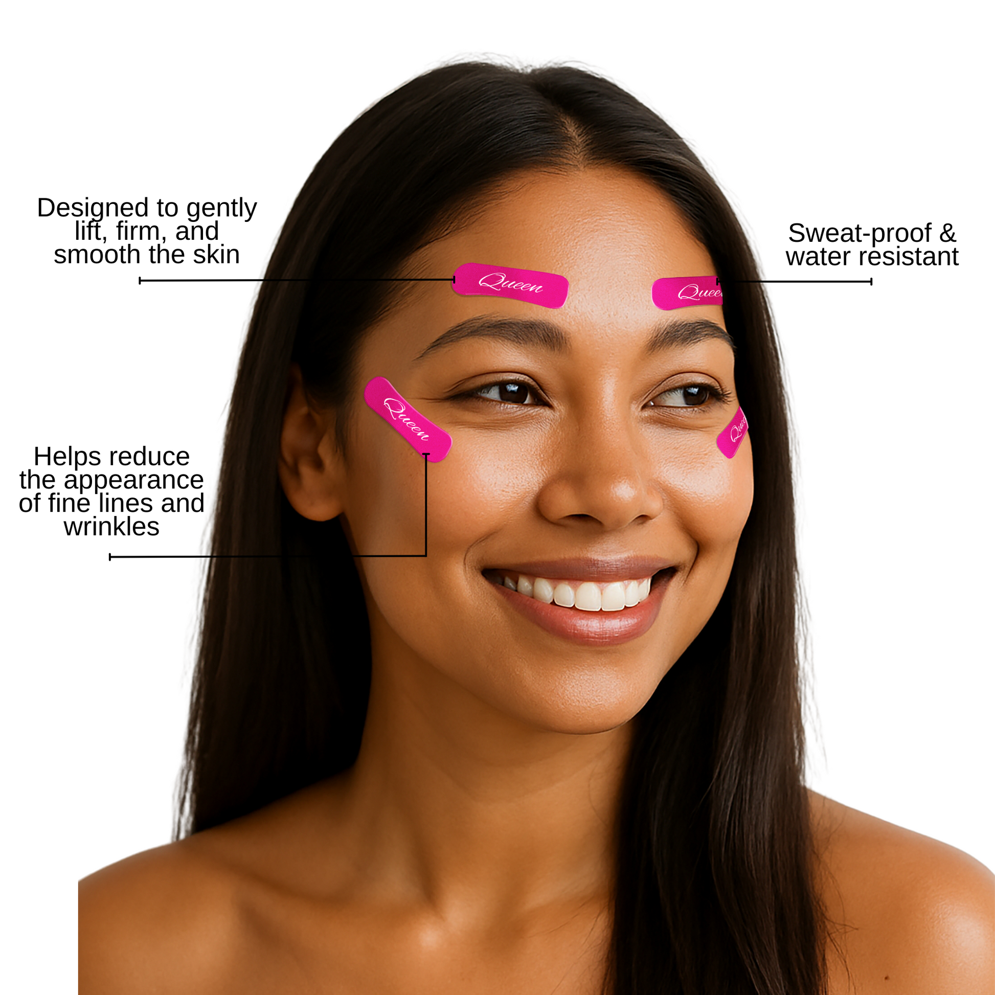 Queen Face Lift & Wrinkle Smoothing Tape | Skin Lifting Tape for Smoothing Lines | Eye Lifting Strips for a Firm Look | - Queen Tape