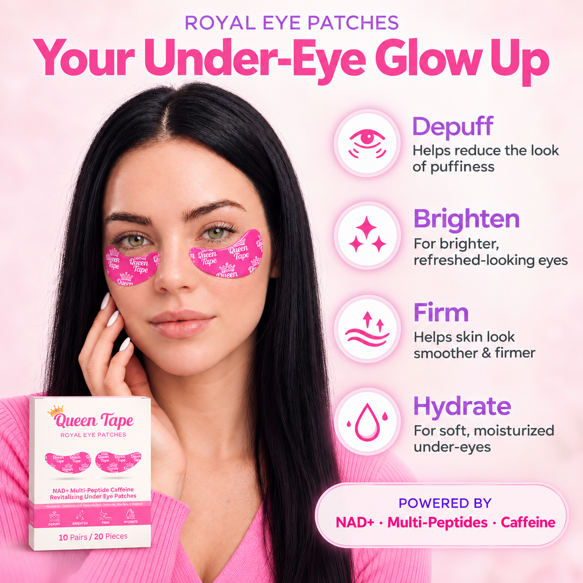 Queen Tape NAD+ Peptide Royal Under Eye Patches